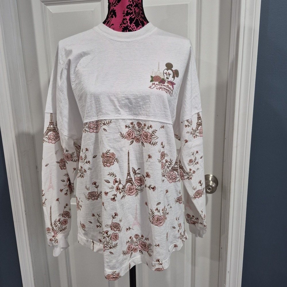 Disney Minnie Mouse Spirit Jersey Womens Small White Pink Epcot France Parisian